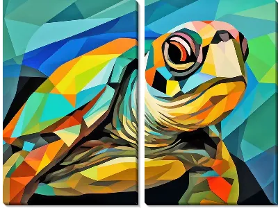 Модульная картина Черепаха в стиле арт №25