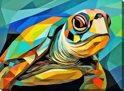 Картина маслом Черепаха в стиле арт №25