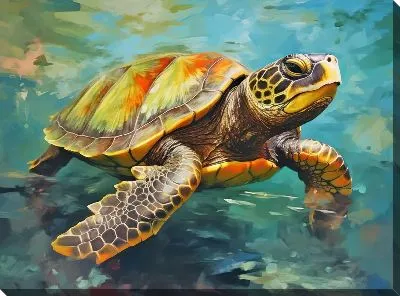 Картина маслом Черепаха в стиле арт №29