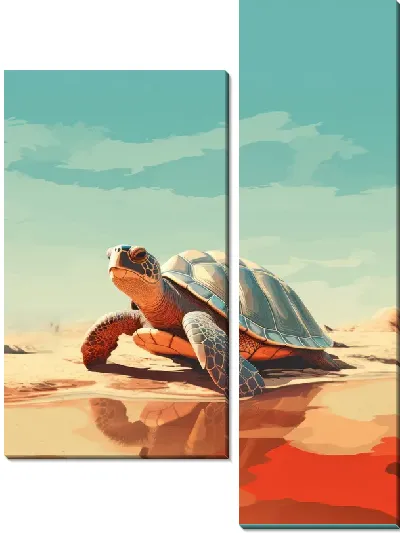 Модульная картина Черепаха в стиле арт №34