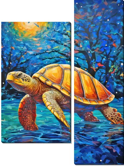 Модульная картина Черепаха в стиле арт №35