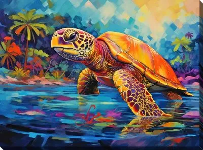 Картина маслом Черепаха в стиле арт №37
