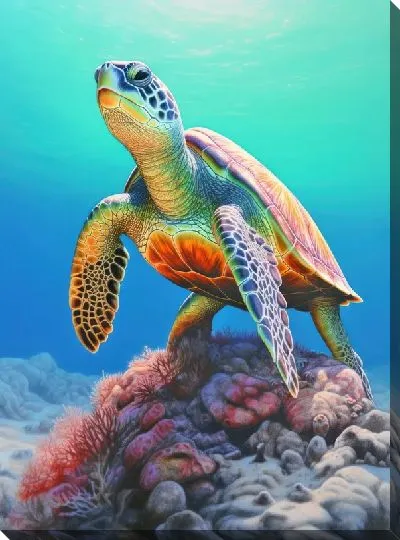 Картина маслом Черепаха на морском дне