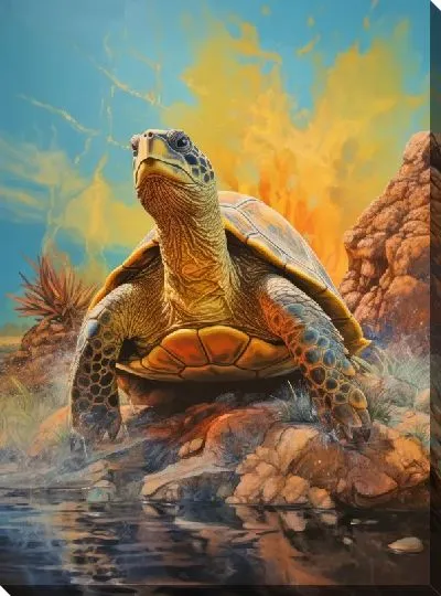 Картина маслом Черепаха в стиле арт №40