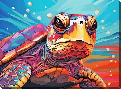 Картина маслом Черепаха в стиле арт №42