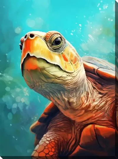 Картина маслом Черепаха в стиле арт №51