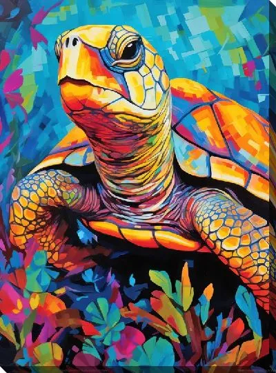 Картина маслом Черепаха в стиле арт №55