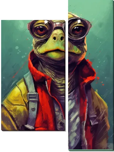 Модульная картина Черепаха в куртке