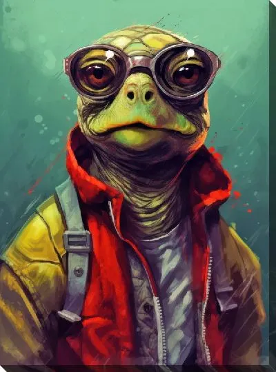 Картина маслом Черепаха в куртке