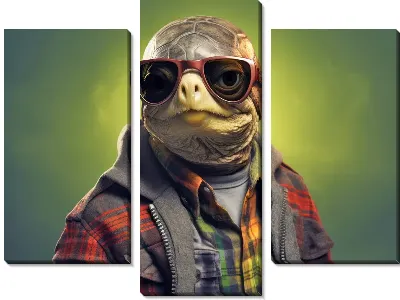 Модульная картина Модная черепаха в очках