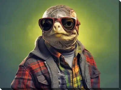 Картина маслом Модная черепаха в очках