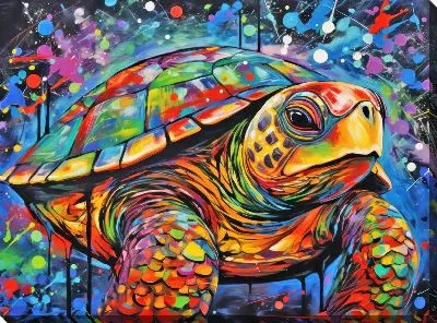 Картина маслом Черепаха в стиле арт №56