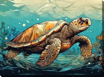 Картина маслом Черепаха в стиле арт №57