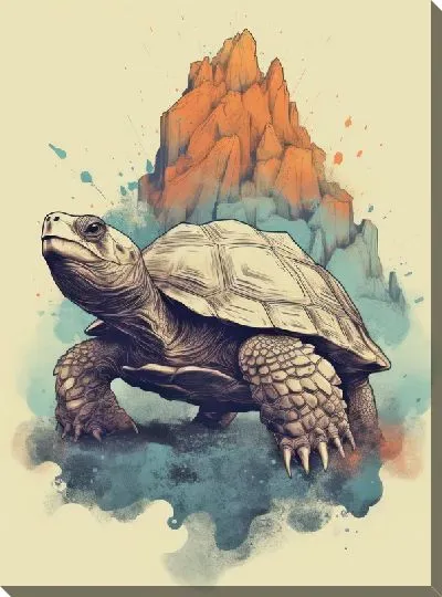 Картина маслом Черепаха в стиле арт №58