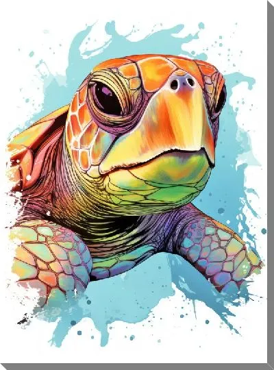 Картина маслом Черепаха в стиле арт №59