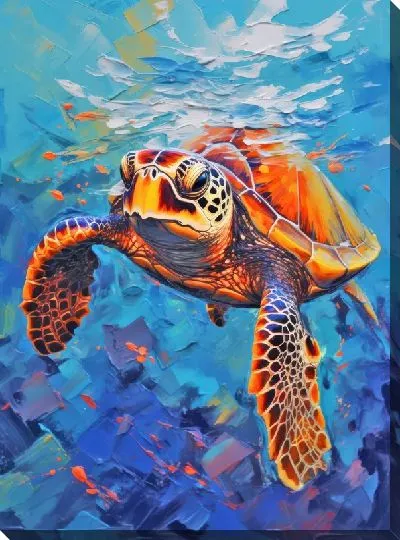 Картина маслом Черепаха в стиле арт №60
