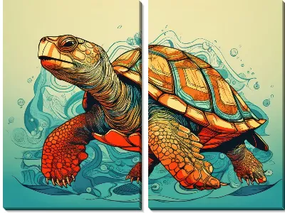 Модульная картина Черепаха в стиле арт №61