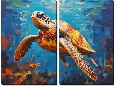 Модульная картина Черепаха в стиле арт №62