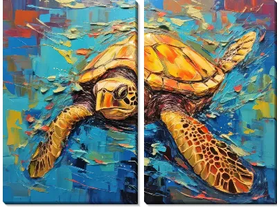 Модульная картина Черепаха в стиле арт №63