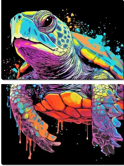 Модульная картина Черепаха в стиле арт №64
