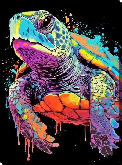 Картина маслом Черепаха в стиле арт №64
