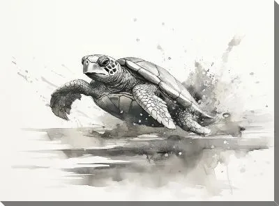 Картина маслом Черепаха в стиле рисунка №1
