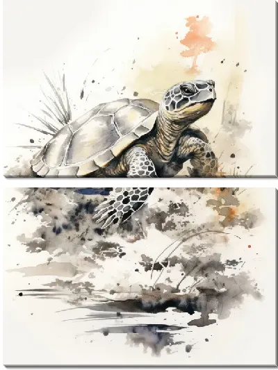 Модульная картина Черепаха в стиле рисунка №3