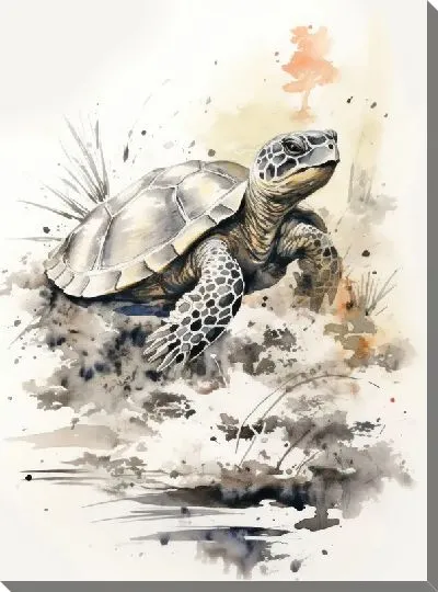 Картина маслом Черепаха в стиле рисунка №3