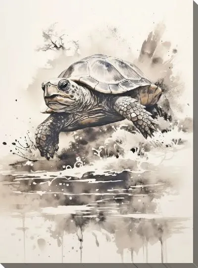 Картина маслом Черепаха в стиле рисунка №4
