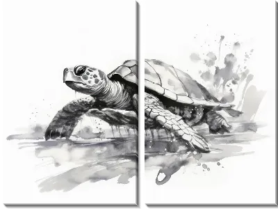Модульная картина Черепаха в стиле рисунка №6