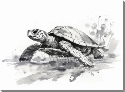 Картина маслом Черепаха в стиле рисунка №6