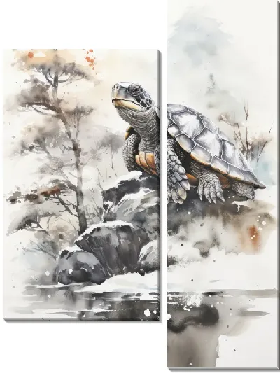 Модульная картина Черепаха в стиле рисунка №8