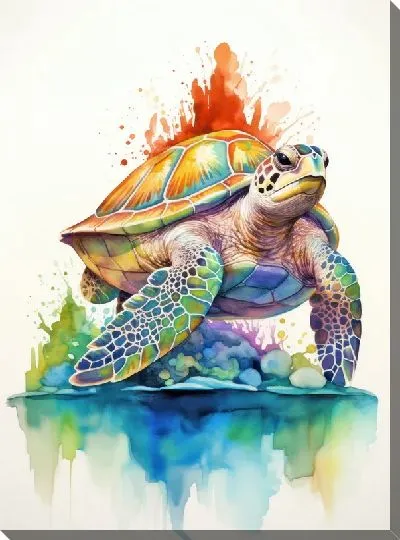 Картина маслом Яркая черепашка