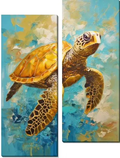 Модульная картина Черепаха в стиле арт №70