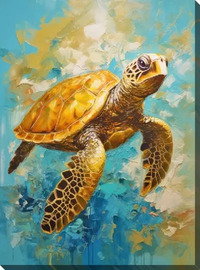 Картина маслом Черепаха в стиле арт №70