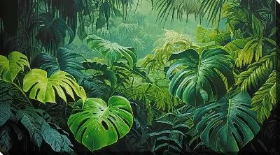 Картина маслом Листья монстеры №31