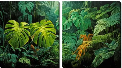 Модульная картина Листья монстеры №32