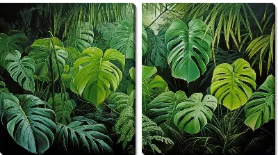 Модульная картина Листья монстеры №33