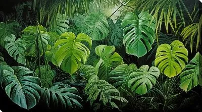 Картина маслом Листья монстеры №33