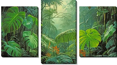 Модульная картина Листья монстеры в джунглях №37