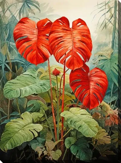 Картина маслом Монстера №47