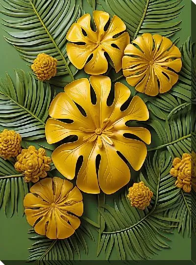 Картина маслом 3D монстера