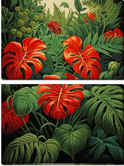 Модульная картина Монстера в джунглях №62