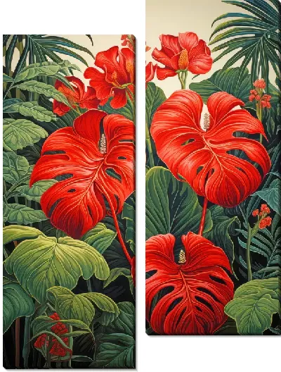 Модульная картина Монстера в джунглях №63