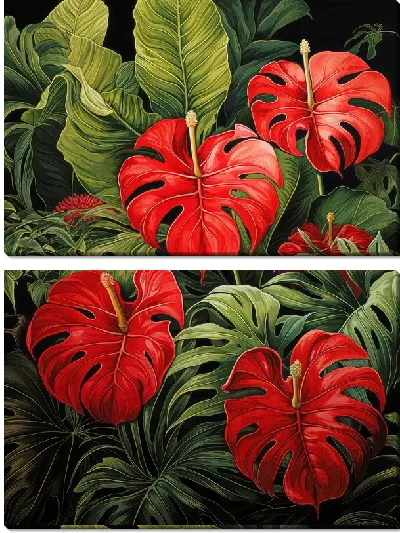 Модульная картина Монстера в джунглях №64