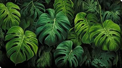 Картина маслом Монстера в джунглях №67