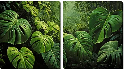Модульная картина Монстера в джунглях №68