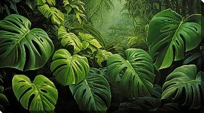 Картина маслом Монстера в джунглях №68