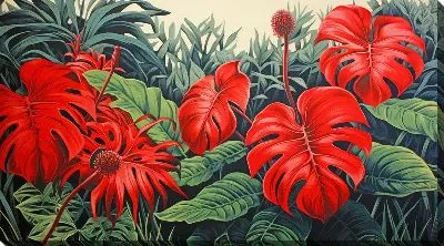 Картина маслом Монстера в джунглях №70