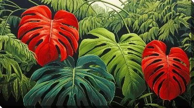 Картина маслом Монстера в джунглях №71